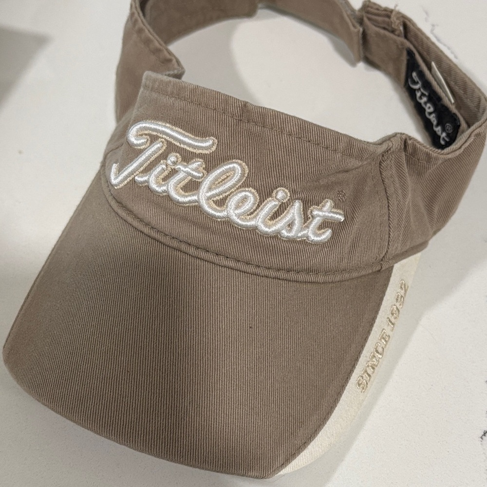Vintage Rate Titleist Taupe Visor with Cream Embroidered Logo